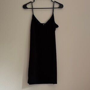 H&M Divided Black Rhinestone Strap V-Neck Mini Slip Dress